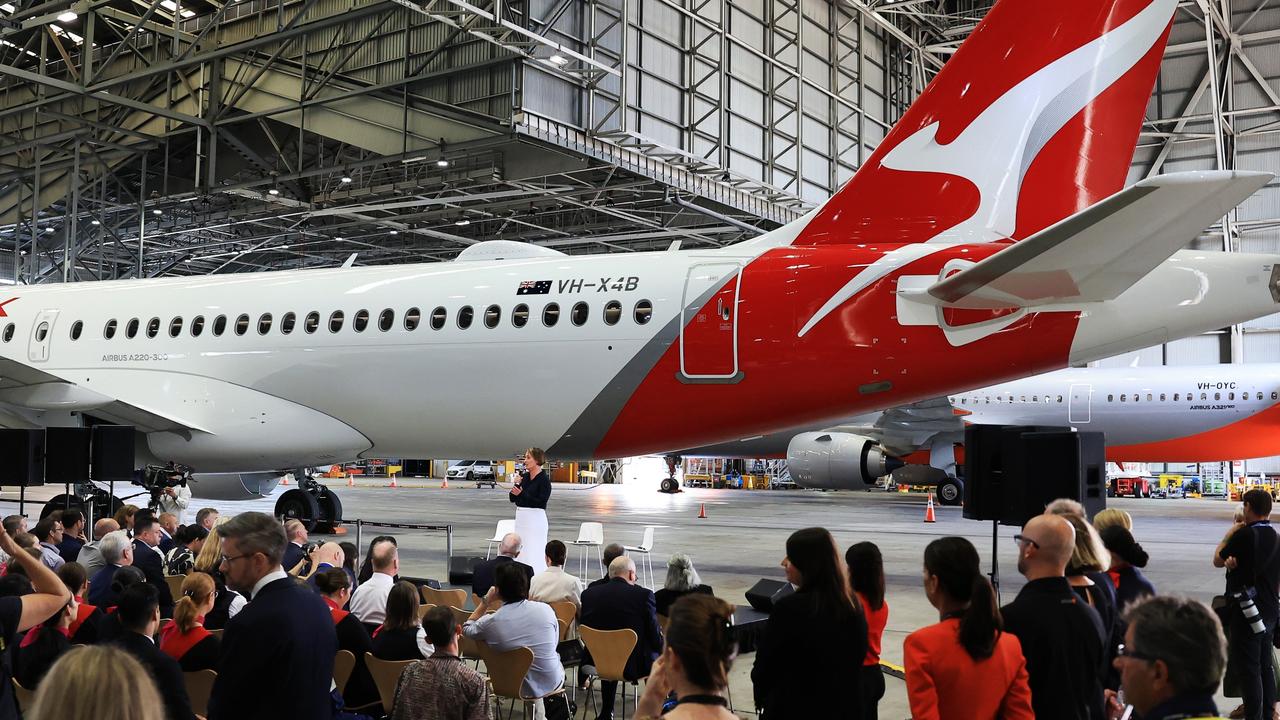 Qantas chief executive Vanessa Hudson at the airline’s Sydney Jet Base on Thursday. Picture: Getty Images