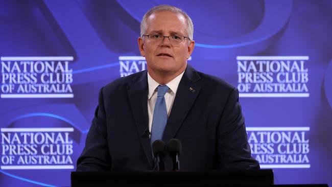 Prime Minister Scott Morrison at the National Press Club in Canberra. Picture: NCA/ Gary Ramage