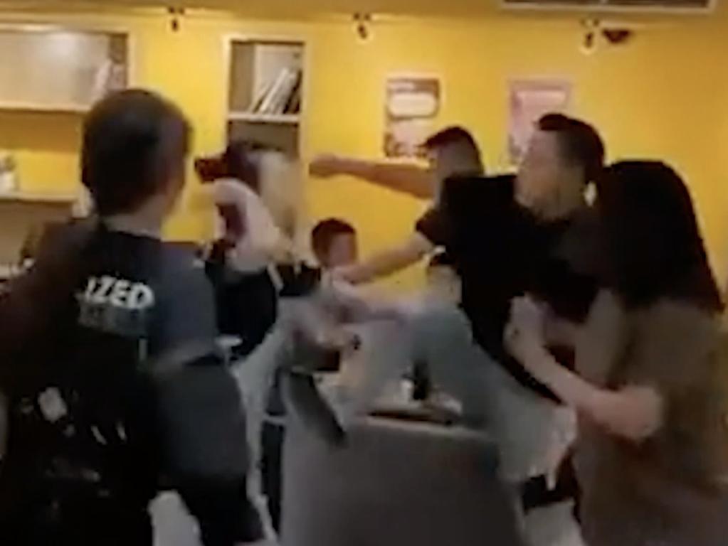 The shocking video showed the assault at the bubble tea shop in Chinatown. Picture: Supplied/Reddit