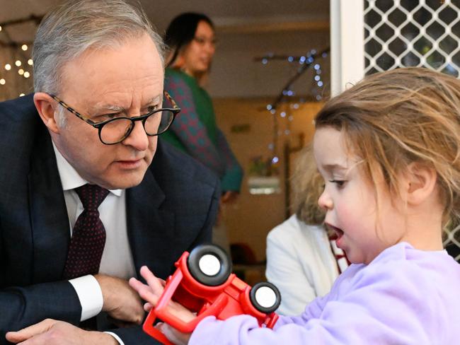 BRISBANE, AUSTRALIA - NewsWire Photos - JULY 17, 2024. The Prime Minister, Anthony Albanese visits a childcare centre in Brisbane before announcing the Labor candidate for the seat of Brisbane, Madonna Jarrett. Picture: Dan Peled / NewsWire