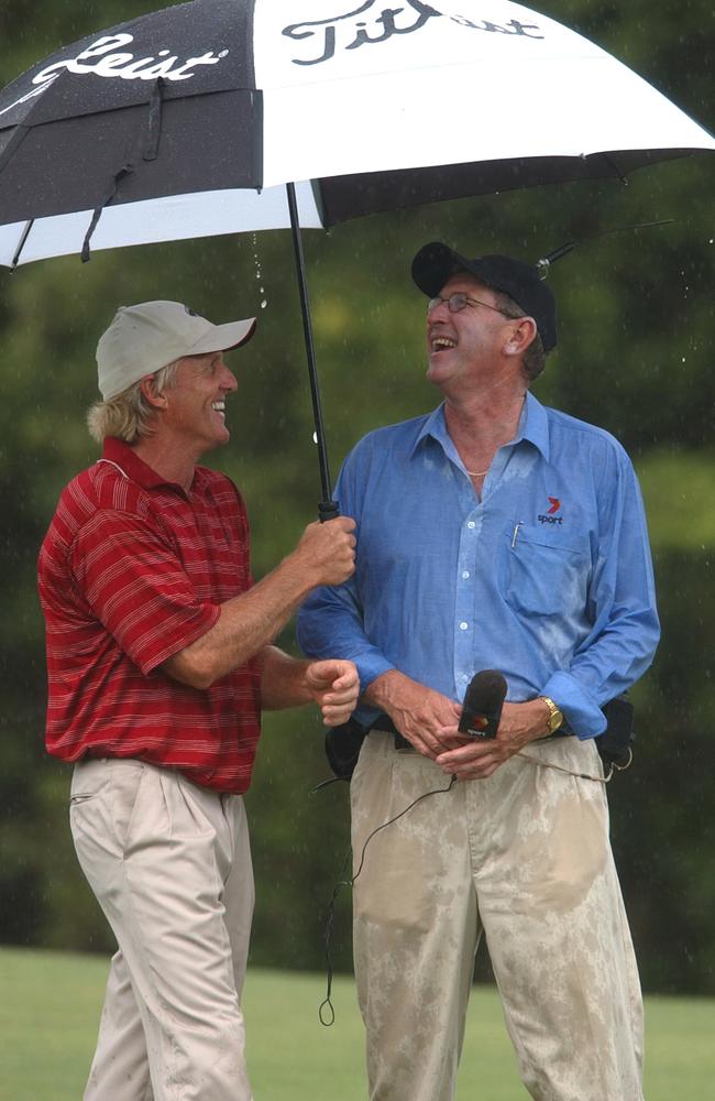 Pat Welsh with Greg Norman at Coolum in 2002