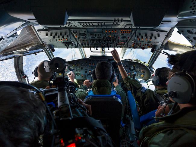 French soliders search for debris from the crashed EgyptAir flight MS804 over the Mediterranean Sea. Picture: AFP/Marine Nationale/Alexandre Groyer