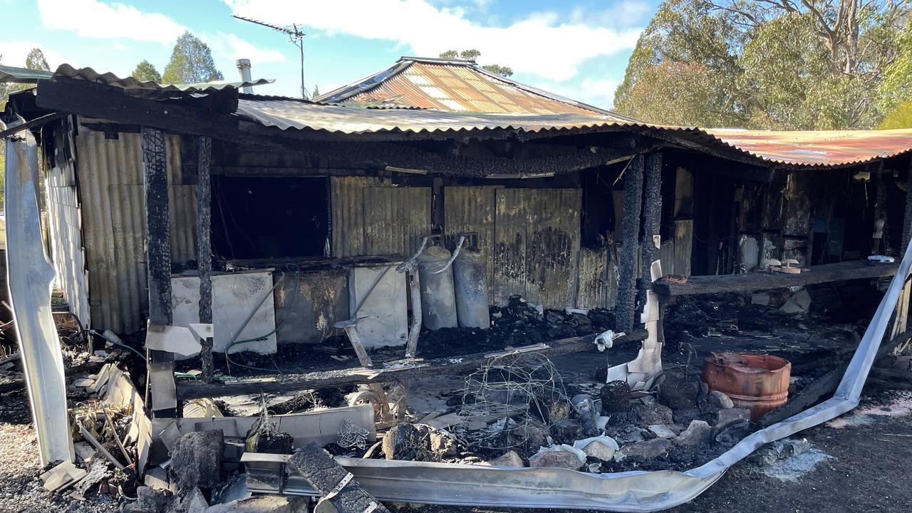 Police say the fire started on a couch that was under the back porch of the house.