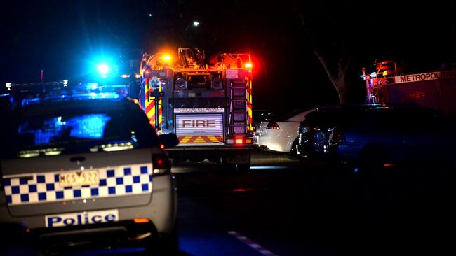 Emergency services at the explosion in Hambleton St, Middle Park.