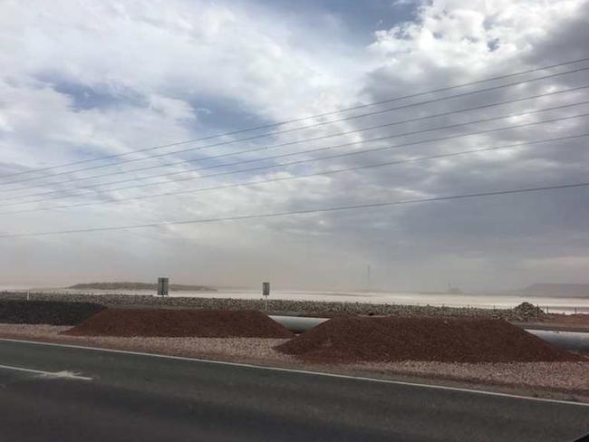 The approaching dust seen heading towards Port Augusta. Picture: Supplied