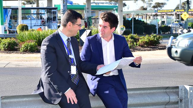 VicRoads’ Vince Punaro with Sunbury State Labor MP Josh Bull at the announcement of the roadworks in May last year.