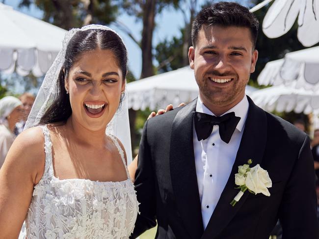 Sara Shahin exchanged vows with partner of six years, Jonas Humaidi, on Saturday afternoon in front of about 275 guests in the backyard of Dr Shahin’s lavish Burnside property. Picture: Lost in Love Photography