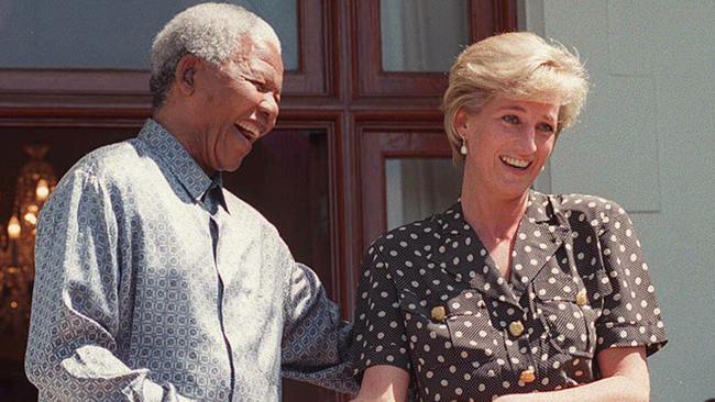 Nelson Mandela meets with Diana, Princess of Wales at his Cape Town home in March 1997.