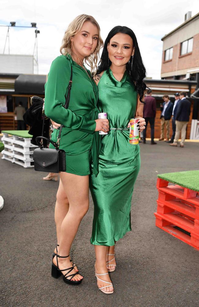Monique Cavil and Sharnah Lollback at Weetwood race day, Clifford Park. Picture: Patrick Woods.