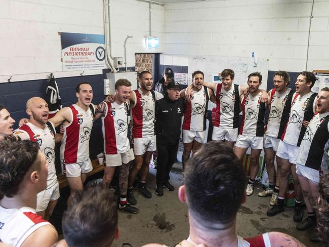 Bonbeach players sing the song for the sixth time this season. Picture: Valeriu Campan