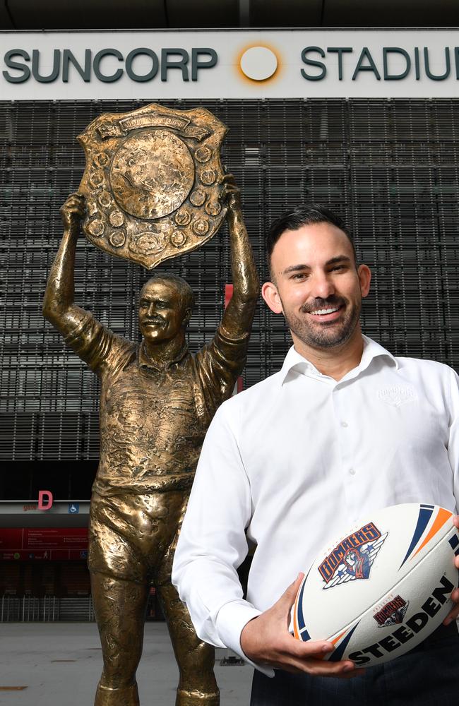 Brisbane Bombers NRL team bid director Nick Livermore is seen posing for a photograph at Suncorp Stadium in Brisbane, Sunday, May 31, 2020. The NRL have announced plans to include a second Brisbane based team into the NRL competition in the 2022 season. (AAP Image/Darren England)