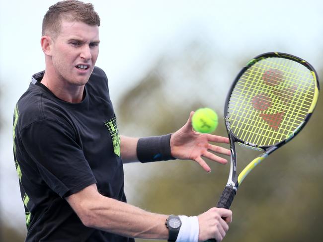 Harry Bourchier during training at the Domain Tennis Centre. Picture: CHRIS KIDD