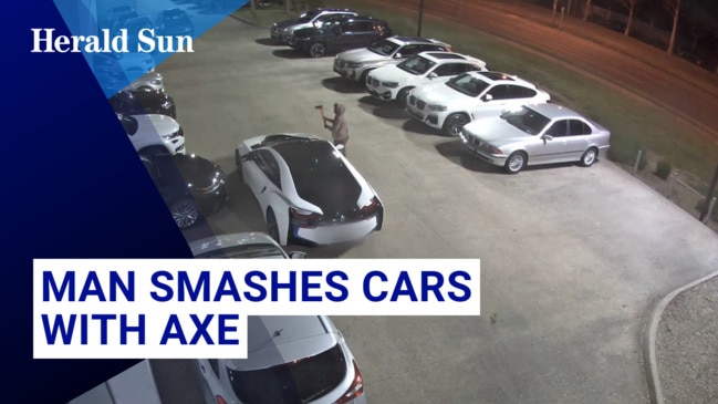 Cars smashed with axe at Glen Waverley dealership