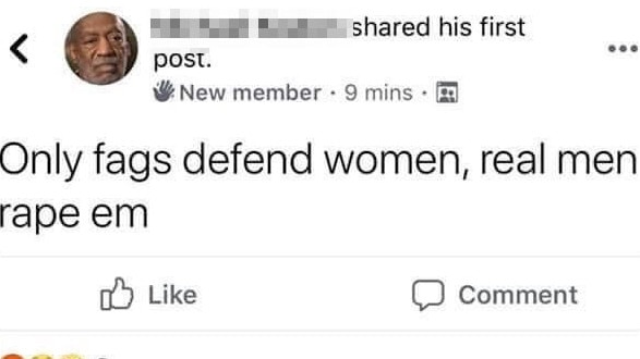 A vile post in the group joking about rape. Picture: Supplied