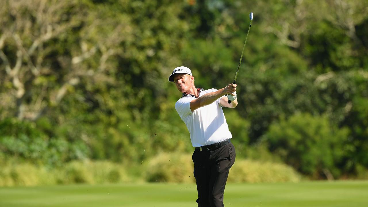 Gatton’s Andrew Dodt yesterday shot one of the Australasian Tour’s hottest rounds of golf at Twin Creeks Golf and Country Club. Photo by Quinn Rooney/Getty Images.