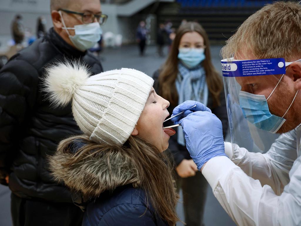 A child is tested for Covid-19 in Northern Jutland, Denmark. Picture: Claus Bjoern Larsen/Ritzau Scanpix/AFP