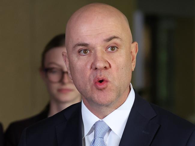 Health Minister Shannon Fentiman, Education Minister Di Farmer and Chief Health Officer Dr John Gerrard, during a media conference at Parliament House, Brisbane. Picture: Liam Kidston