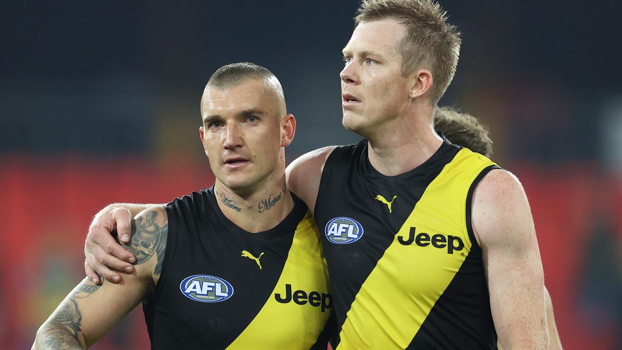 Tigers teammates and best mates Dustin Martin and Jack Riewoldt. Picture: Michael Klein