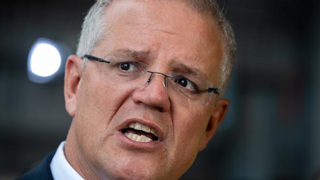 Australian Prime Minister Scott Morrison talks to the media during a visit to BAE Systems in Perth on Thursday, March 7, 2019. Mr Morrison is expected to spend his WA visit campaigning in at-risk Liberal-held seats - Pearce, Swan, Canning and Stirling - and also in Cowan, held by Labor?s Anne Aly. (AAP Image/Richard Wainwright) NO ARCHIVING