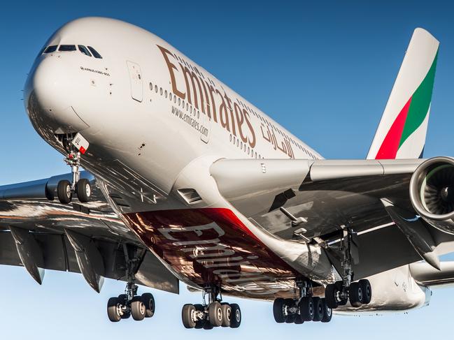 Zurich, Switzerland - June 18, 2017: Airbus A380 of Emirates Airline approaching Zurich airport. Emirates is the largest airline in the Middle East, operating over 3,600 flights per week from its hub at Dubai International Airport, to more than 140 cities in 81 countries across six continents.Escape 26 October 2024Sat MagPhoto - iStock