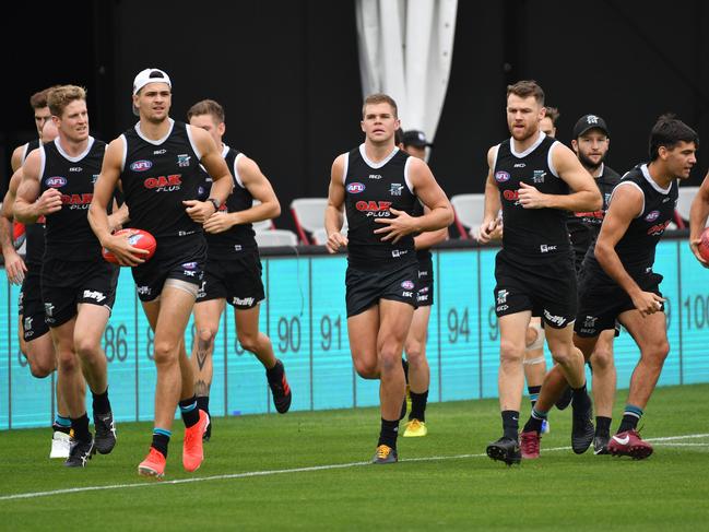 Power players are seen during a training session at Jiangwan Stadium in Shanghai. Picture: AAP Image/David Mariuz