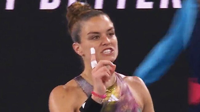 Maria Sakkari was fuming. Pic: Nine