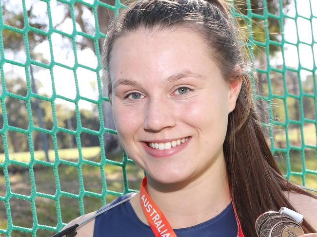 Doncaster East athlete Stephanie Ratcliffe competed last weekend at the Australian Junior Championships that was held in Sydney and placed 3rd in the U20 Womenâ€™s Hammer Throw. Wednesday, March 28. 2018. Picture: David Crosling