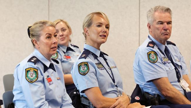 Senior police at the mandatory training before Monday’s introduction of new coercive control laws. Picture: NSW Police