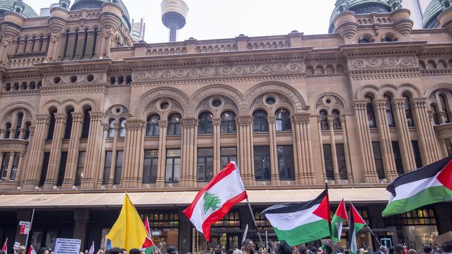 An anti-war protest march through the streets of Sydney CBD. Picture: Jeremy Piper