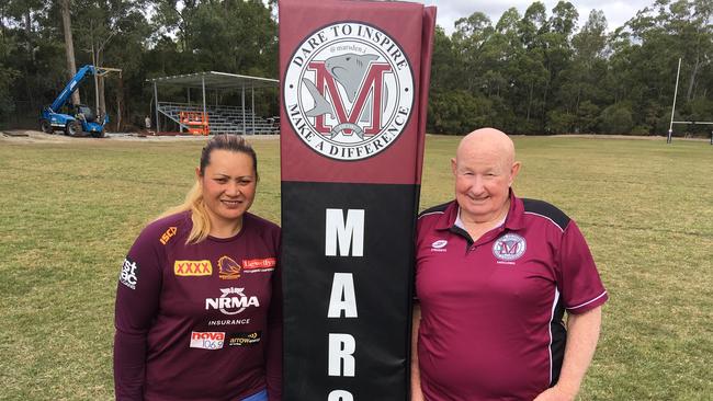 Testi Niu's mother Lesieli and Broncos recruitment ace Brian Edwards. Edwards was not put off by Tesi’s shock omission from a 2013 state side.