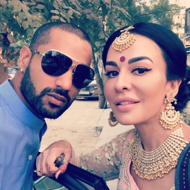 Indian cricketer Shikhar Dhawan with his wife Aesha Mukherjee. Picture: Instagram