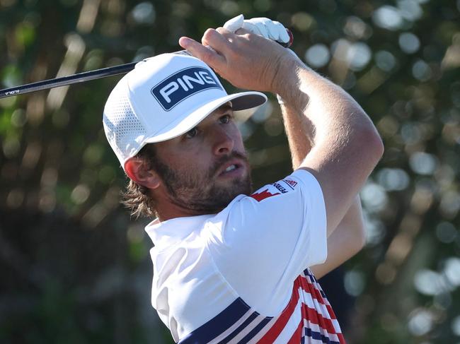 SOUTHAMPTON, BERMUDA - NOVEMBER 09: Harrison Endycott of Australia hits a tee shot on the first hole during the first round of the Butterfield Bermuda Championship at Port Royal Golf Course on November 09, 2023 in Southampton, Bermuda.   Gregory Shamus/Getty Images/AFP (Photo by Gregory Shamus / GETTY IMAGES NORTH AMERICA / Getty Images via AFP)