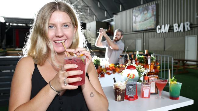 Cocktail connoisseur Fiona McConnell and mixologist Brady Hixson prepare for the cocktail festival at NightQuarter in Helensvale. Photo: Tertius Pickard