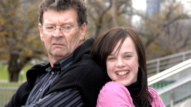 Australia's Got Talent winner Bonnie Anderson in 2007 with then-judge Red Symons.