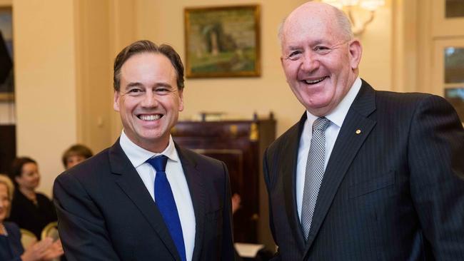 Innovation and Science Minister Greg Hunt with Governor-General Sir Peter Cosgrove. Picture: AAP