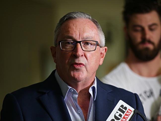 Health Minister Brad Hazzard speaking during a presser at Royal North Shore hospital on Sunday, 9th of December. Premier Gladys Berejiklian, Treasurer Dominic Perrottet, MP Felicity Wilson and Health Minister Brad Hazzard will announce the contents of the Baby Bundle. Photographer: Adam Yip