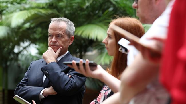 Bill Shorten during a doorstop at the Cairns Hospital this morning. PICTURE: LIAM KIDSTON