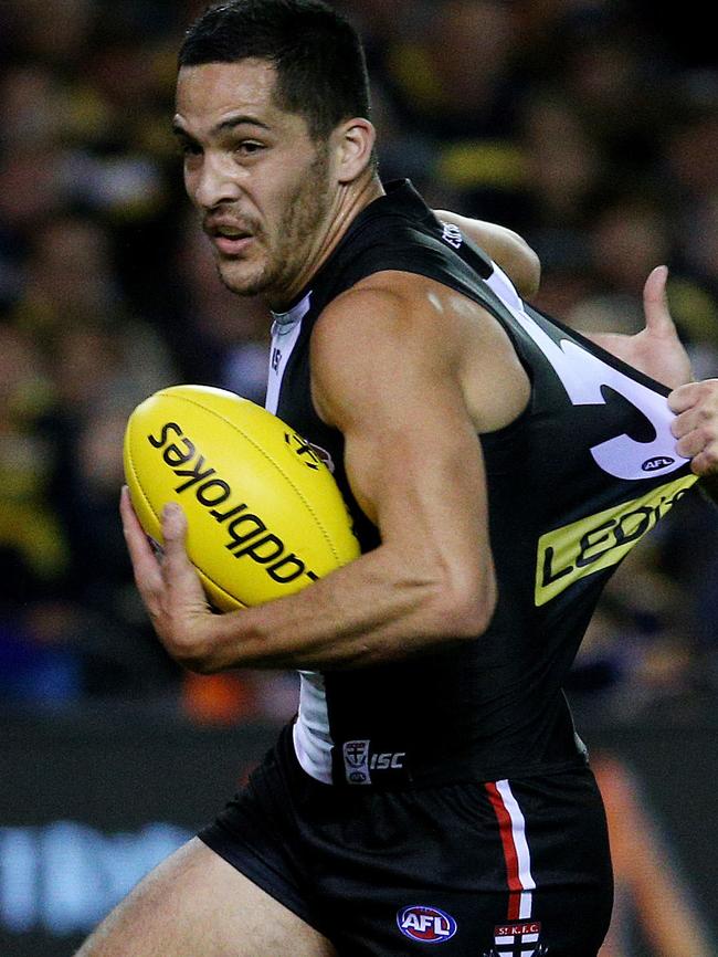 Shane Savage had 11 intercept possessions against Hawthorn. Picture: Colleen Petch