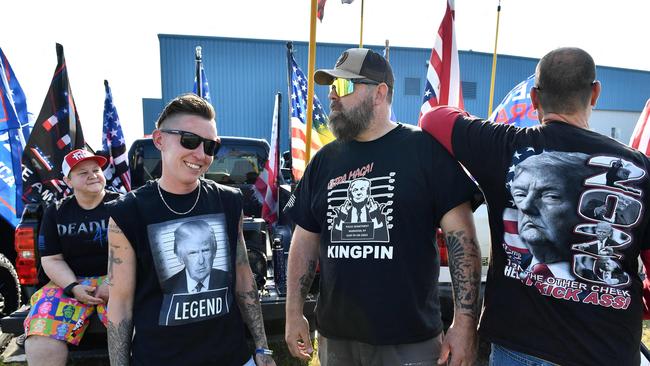 Trump supporters hold a rally to welcome him at Manchester airport in Manchester, New Hampshire, on May 10, ahead of his CNN town hall meeting. Picture: AFP