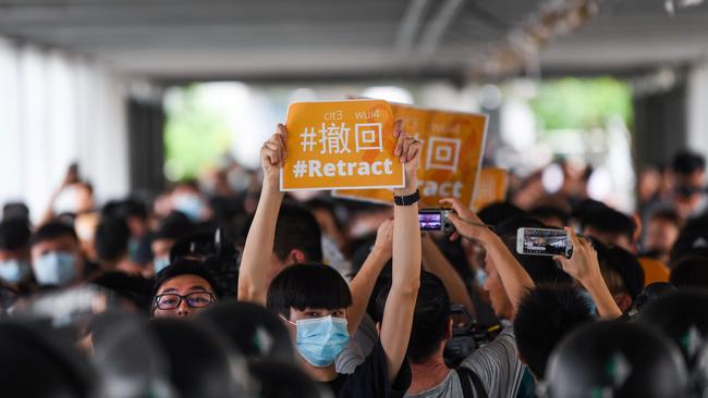 Hong Kong residents have been protesting throughout the week against a proposed extradition law. Picture: Anthony Wallace/AFP