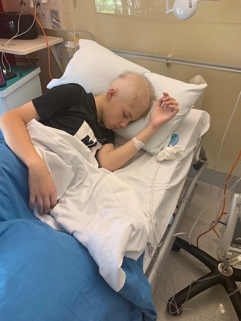 Jake Spurdle during his treatment at the Children’s Hospital in Westmead. Pic Supplied