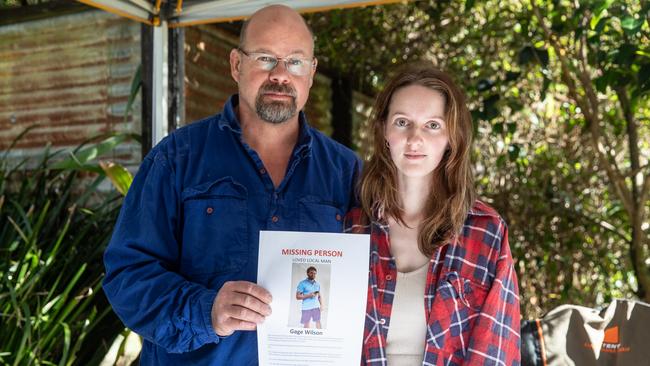 Gage Wilson’s uncle and cousin, Greg and Elizabeth Kovacs, travelled from Canberra to help organise a search. Picture: NewsWire/Natalie Grono