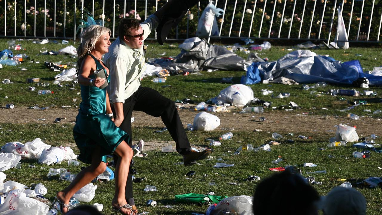 A couple dance through the squalor at Flemington.