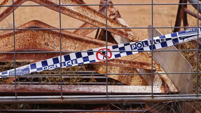 The front gate of Joel Carter’s property when he was found. Picture: Sam Ruttyn