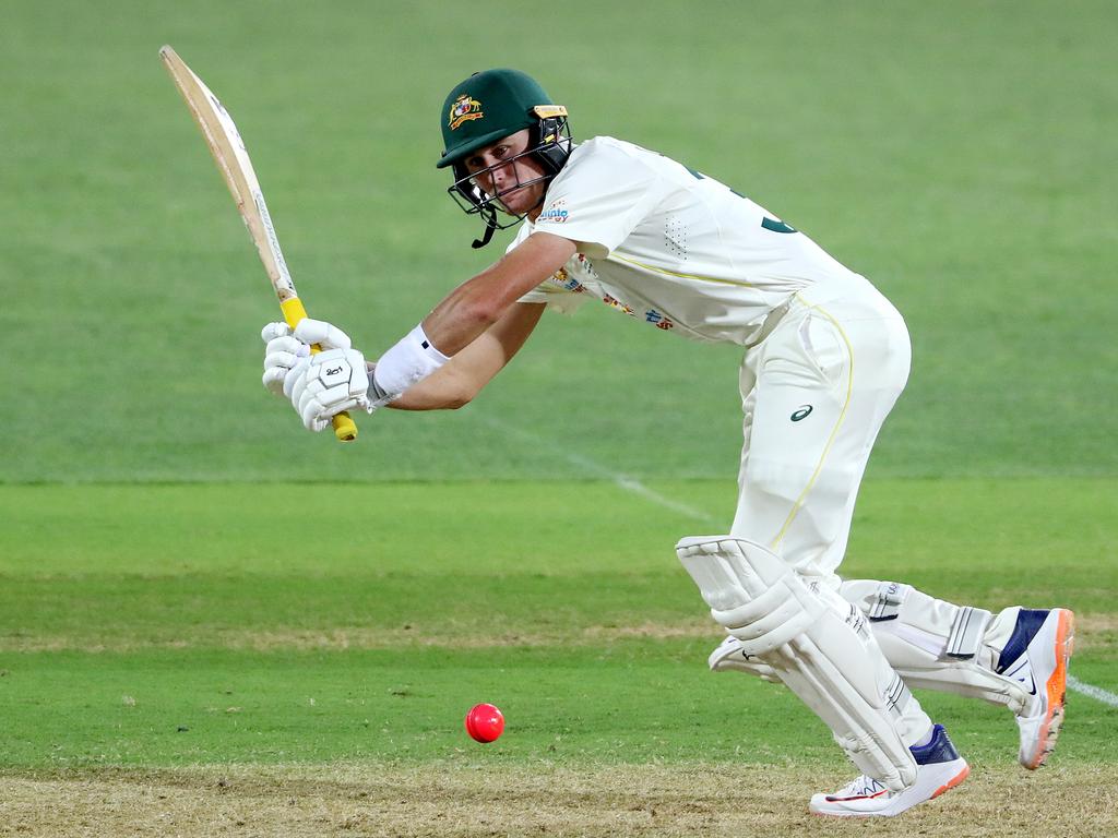 Marnus Labuschagne is unbeaten on 95 at stumps. Picture: Sarah Reed/CA//Getty Images