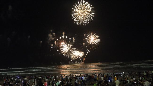 Early NYE fireworks at Surfers Paradise. Picture Mike Batterham