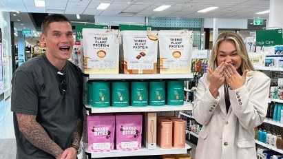 Stevenson celebrated the sale of her supplements brand, Naked Harvest Supplements, at pharmacy giant Terry White Chemmart. Picture: Instagram