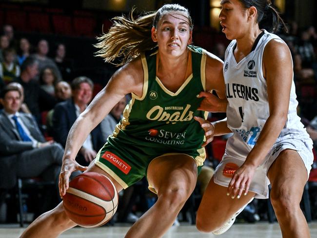 Isobel Borlase was proud to wear the green and gold in front of friends and family in Adelaide on Wednesday night. Picture: Getty Images