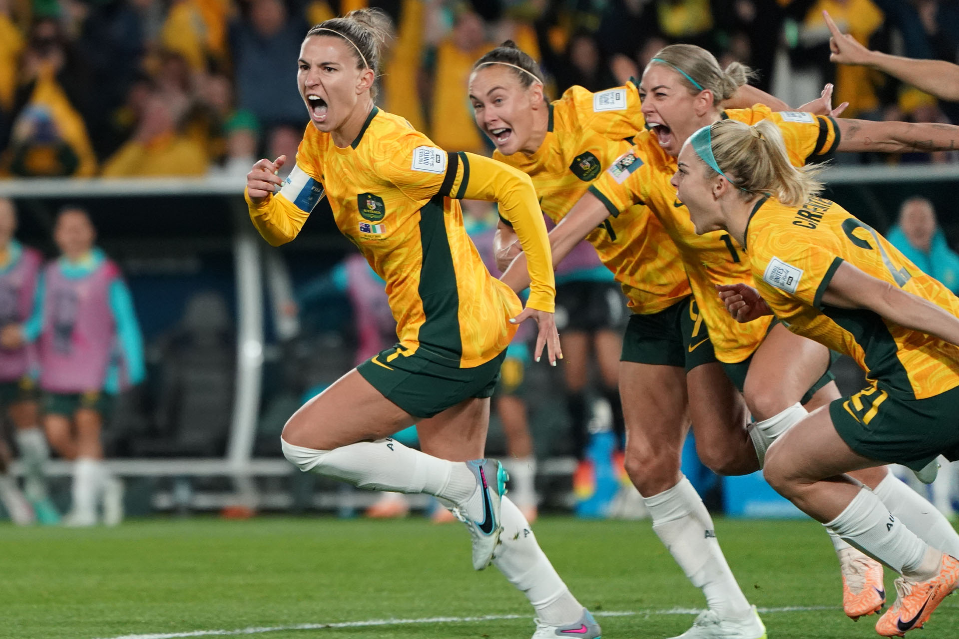 Catley celebrates scoring the winning penalty against Ireland. Image credit: Getty Images