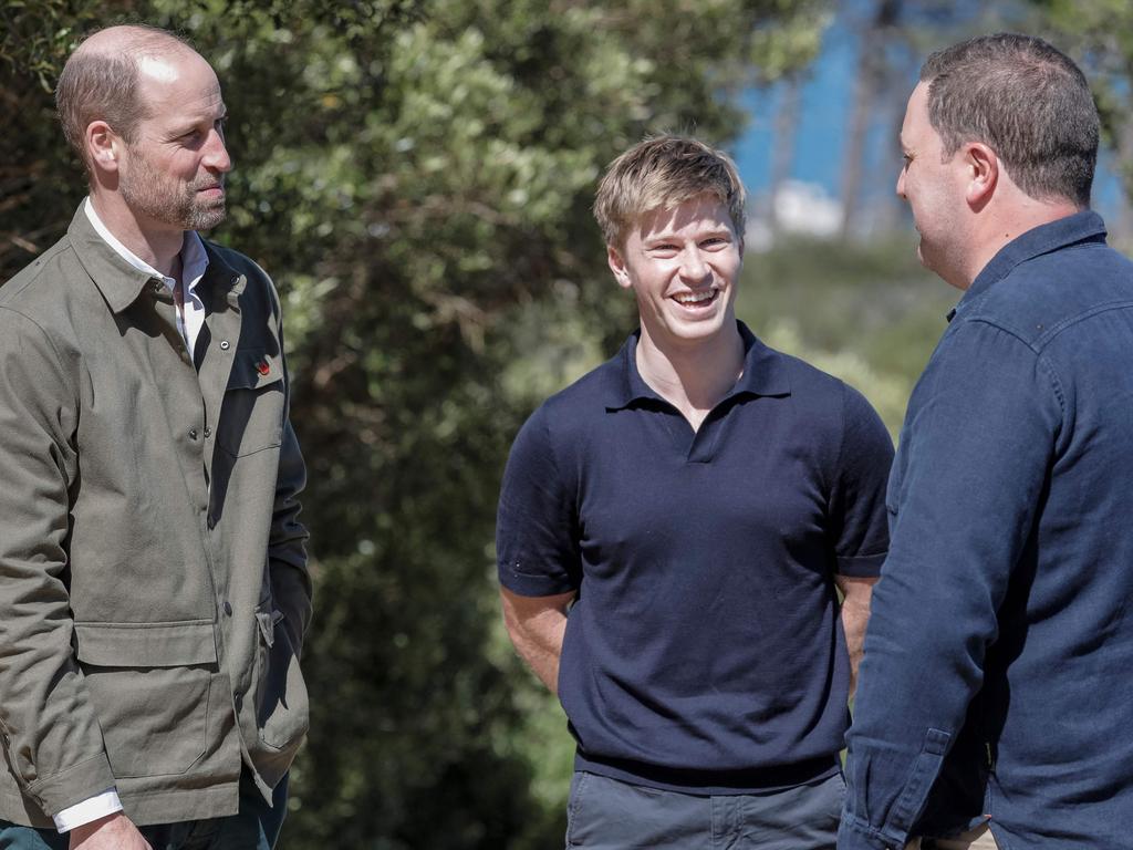 William and the Aussie conservationist were seen chatting to Cape Town mayor Geordin Hill-Lewis while visiting Signal Hill. Picture: Gianluigi Guercia/Pool/AFP